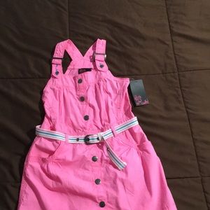 Pink button down dress with belt